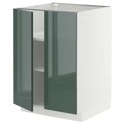 METOD Podni element s policama/2 vrata, bela/Kallarp tamna sivozelena visokog sjaja, 60x60 cm