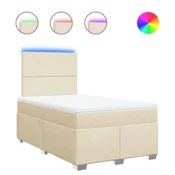 Vidaxl Box spring postelja z vzmetnico krem 120x190 cm blago