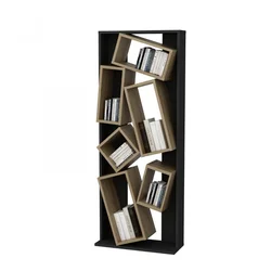 Hanah Home Carmen Black Oak Polica za knjige 63x153.6x24cm, Crna