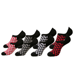Nogavice (set 4 parov) URBAN CLASSICS - Recycled Yarn Check 4-Pack - črna + bela + rdeča + siva - TB4234