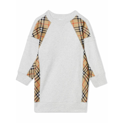 Burberry Kids - vintage check panel cotton sweater dress - kids - White