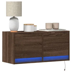 Zidni TV ormarić s LED svjetlima boja hrasta 80x31x38 cm