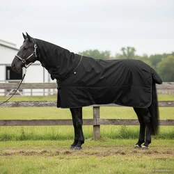 Pokrivač za konje Tamno zelena i crna 145 cm Poliester