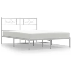 Vidaxl Kovinski posteljni okvir z vzglavjem bel 150x200 cm