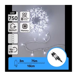 Aigostar - LED spoljašnja božićna girlanda 750xLED/8 funkcija 78m IP44 hladno bela
