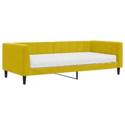 Vidaxl Dnevna postelja z vzmetnico rumena 90x200 cm žamet