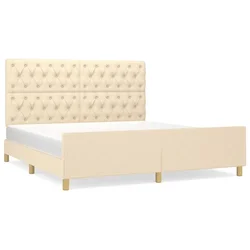 Vidaxl Posteljni okvir brez vzmetnice krem 160x200 cm blago