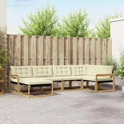 Set vanjskih sofa s jastukom 6 pcs Bijela i krem