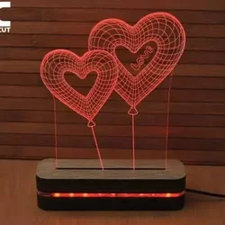 3D dekorativna lampa B004 toplo bela BLACK CUT