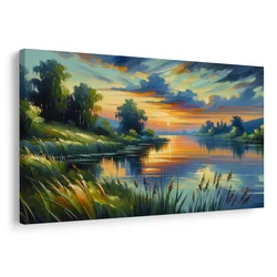 Slika sončni zahod nad jezerom - 40x30