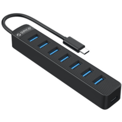 Orico TWC3-7A USB-C hub, 7 vhodov, USB 3.0, 0,15 m, črn (TWC3-7A-BK-EP)