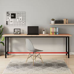 Radni stol 220x55x81,5 cm od masivne bukovine i metala