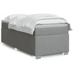 VIDAXL Box spring postelja z vzmetnico svetlo siva 90x190 cm blago