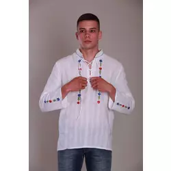 Pamučna muška košulja sa ručnim vezom i cvetnim motivima