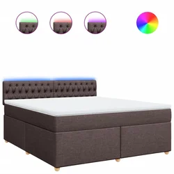 Vidaxl Box spring postelja z vzmetnico temno rjava 180x200 cm blago