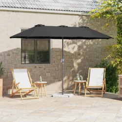 Vrtni suncobran Crna 370 x 197 x 239 cm Poliester i aluminij