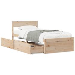 vidaXL Posteljni okvir s predali 75x190 cm trdna borovina