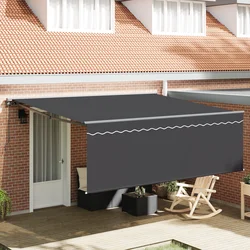 Skrovita tenda Antracit 400 × 300 cm Poliester i aluminij