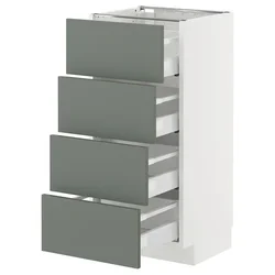 METOD / MAXIMERA Podni element 4 fronta/4 fioke, bela/Nickebo mat sivozelena, 40x37 cm