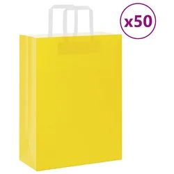 Papirnate vrećice 50 kom s ručkama žute 26x12x35 cm