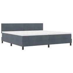 Vidaxl LED Box Spring Postelja Temno siva 200 x 200 cm Žamet