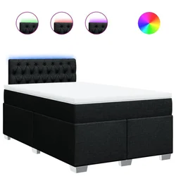 Vidaxl Box spring postelja z vzmetnico črna 120x190 cm blago