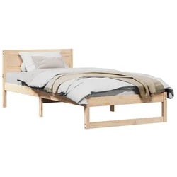 Vidaxl Konstrukcija postelje Naravna 75 x 190 cm Masivno borovo les