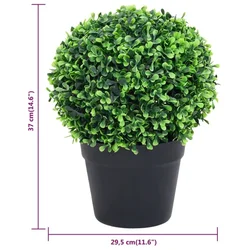 Umjetni šimširi s posudama 2 kom u obliku kugle zeleni 37 cm