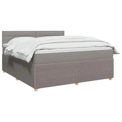 vidaXL Postelja boxspring z vzmetnico Taupe 140 x 190 cm Blago