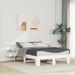 vidaXL Konstrukcija postelje s predalom Bela 140 x 190 cm