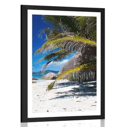 Plakat s paspartujem lepote plaža Anse Source - 40x60 white