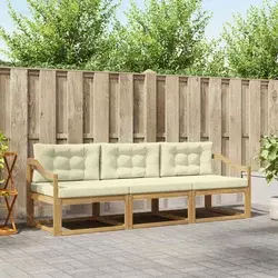 Set vanjskih sofa s jastukom 3 pcs Bijela i krem Poliester