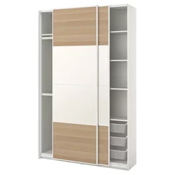PAX / MEHAMN Kombinacija garderobera, bela/dvostrano belo b. im. hrastovine, 150x43x236 cm