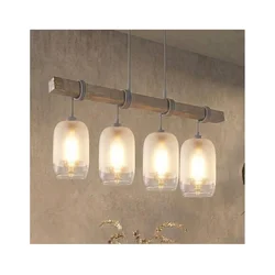 Brilagi - Luster na sajli WOOD GLASS 4xE27/60W/230V borovina/siva/bela