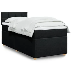 vidaXL Box spring postelja z vzmetnico črna 80x200 cm blago