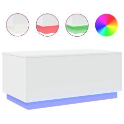 MAISON CHIC Klubska mizica - kavna mizica - Nizka mizica z LED lučkami bela 90x50x40 cm, (21752334)