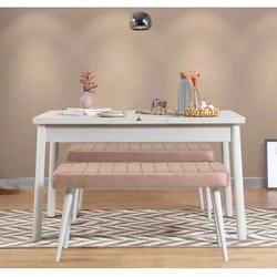 Hanah Home Set Trpezarijski sto i 2 klupe Santiago 0900, Bež