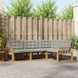 Set vanjskih sofa s jastukom 4 pcs Bijela i svjetlosiva