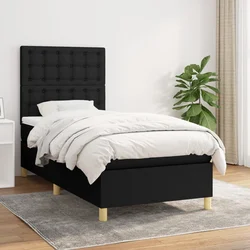 Vidaxl Box spring postelja z vzmetnico črna 100x200 cm blago