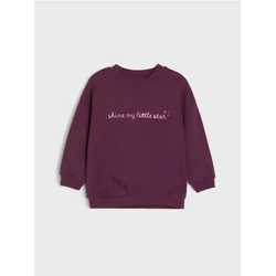 Sinsay - Pamučni crewneck duks sa svetlucavim natpisom - grožđe