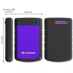 Transcend TS1TSJ25H3P External HDD 1TB, USB 3.0, 2.5, Black/Purple