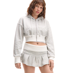 Cropp - Kratka dukserica s kapuljačom - light grey