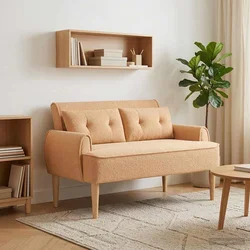 Ljubavni kauč s gumbima Bež 117 x 67 x 77 cm Bouclé