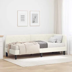 Kutni okvir kreveta Krema 80 x 200 cm Baršun