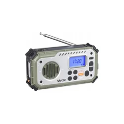 Kamperski radio sa ručnom kurblom i LED svetiljkom, funkcija power: 5V / 3×AAA / 2000 mAh, IPX4