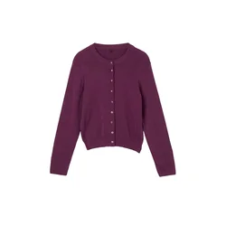Trendyol ženski duks Wardrobe Essentials Purple Button Detailed Cotton Basic Knitwear Cardigan, ljubičasta