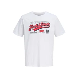 JACK & JONES Majica temno modra / brusnica / bela