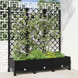 Vrtni saksija s rešetkom i kotačima Crna 120 x 40 x 131,5 cm PP