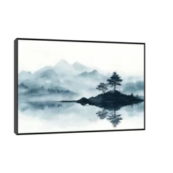 Canvas Slika na platnu Plavi pejzaž, Sa ramom, 45 x 30 cm, Crni