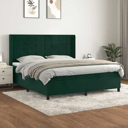 vidaXL Box spring postelja z vzmetnico temno zelena 180x200 cm žamet